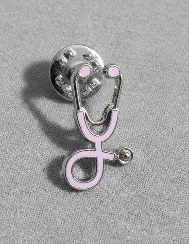 Pin Metálico Estetoscopio Lila Plateado