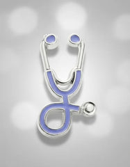 Pin Metálico Estetoscopio Morado Plateado