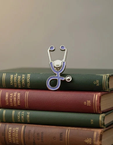 Pin Metálico Estetoscopio Morado Plateado