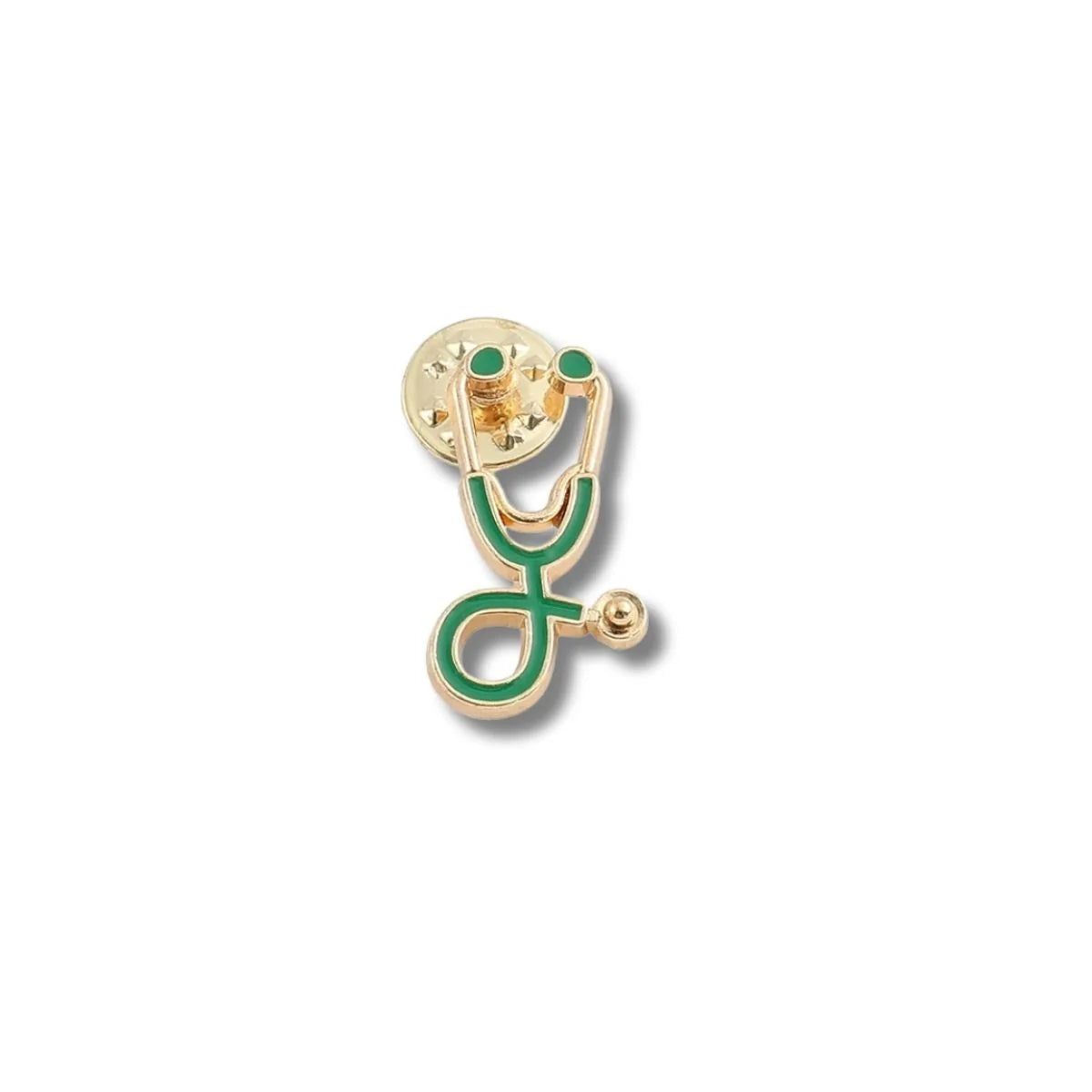 Pin Metálico Estetoscopio Verde Dorado