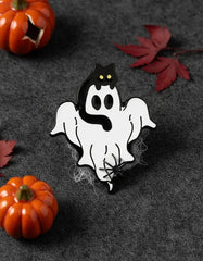 Pin Metálico Fantasma y Gatito Asustando