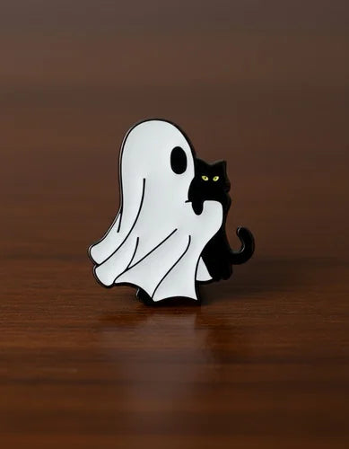 Pin Metálico Fantasma y Gatito Cargado