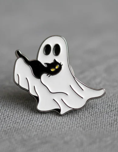 Pin Metálico Fantasma y Gatito Ofrenda