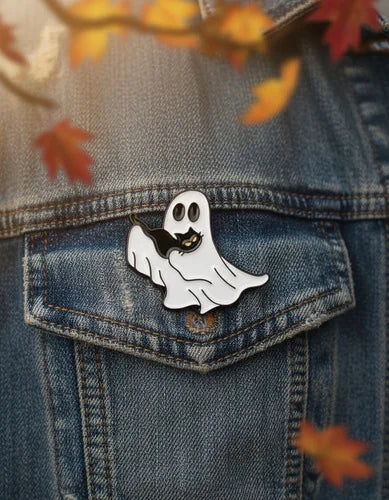 Pin Metálico Fantasma y Gatito Ofrenda