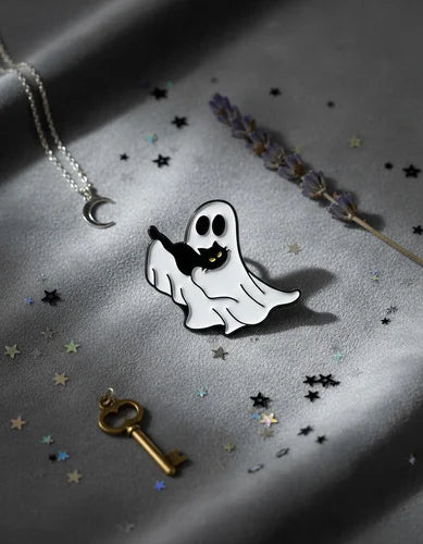 Pin Metálico Fantasma y Gatito Ofrenda