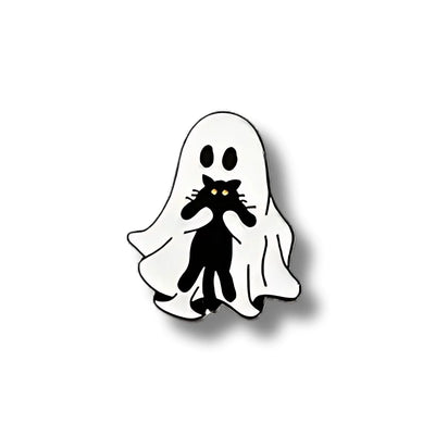 Pin Metálico Fantasma y Gatito Sostenido