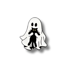 Pin Metálico Fantasma y Gatito Sostenido