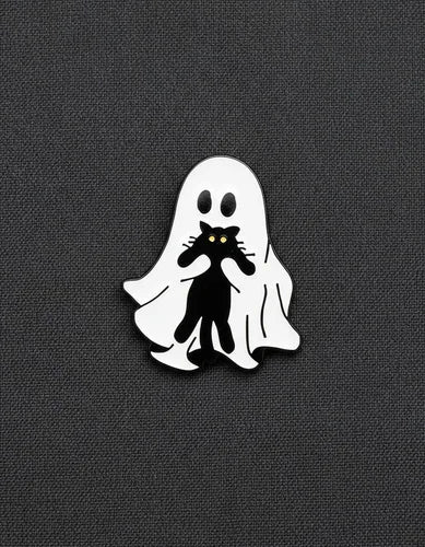 Pin Metálico Fantasma y Gatito Sostenido