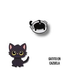 Pin Metálico Gatito en Cazuela