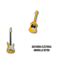 Pin Metálico Guitarra Eléctrica Amarilla Retro