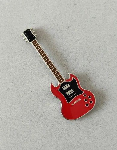 Pin Metálico Guitarra Eléctrica Roja Rockera