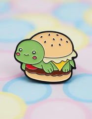 Pin Metálico Hamburguesa Tortuga Kawaii