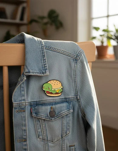 Pin Metálico Hamburguesa Tortuga Kawaii