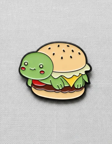 Pin Metálico Hamburguesa Tortuga Kawaii