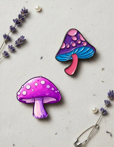 Pin Metálico Hongo Púrpura