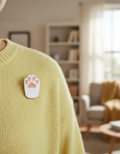 Pin Metálico Huellita de Gato Blanca