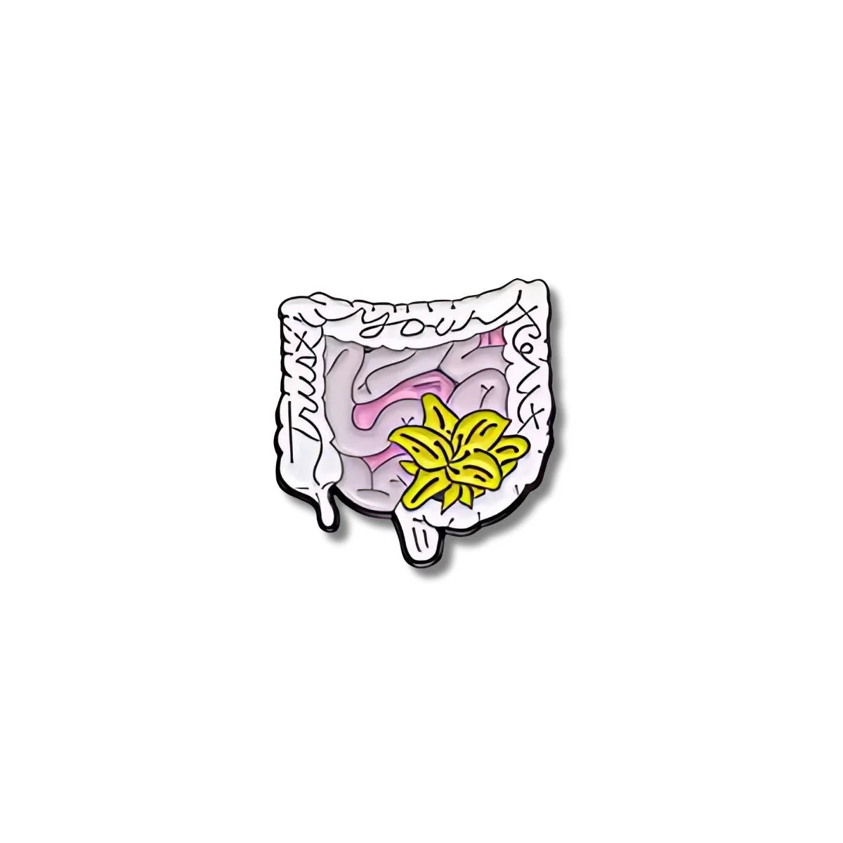Pin Metálico Intestino con Flor Amarilla