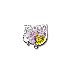 Pin Metálico Intestino con Flor Amarilla
