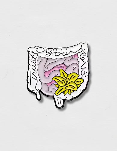 Pin Metálico Intestino con Flor Amarilla