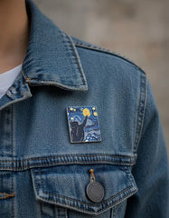 Pin Metálico La Noche Estrellada Gatuna