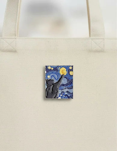 Pin Metálico La Noche Estrellada Gatuna