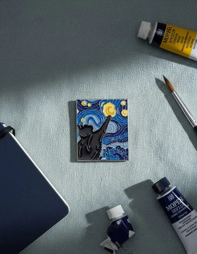 Pin Metálico La Noche Estrellada Gatuna