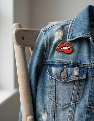 Pin Metálico Labios Retro Naranja