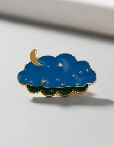 Pin Metálico Nube con Luna y Estrellas