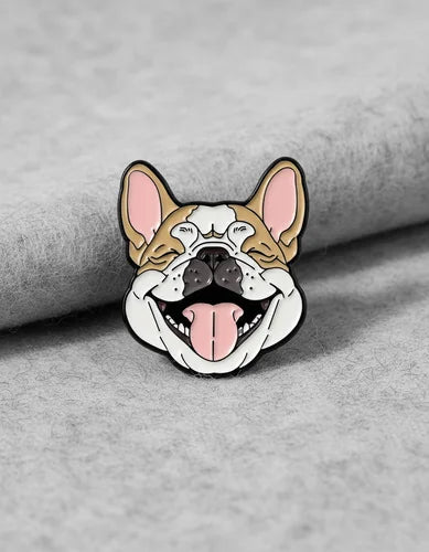 Pin Metálico Perrito Bulldog Francés Sonriente