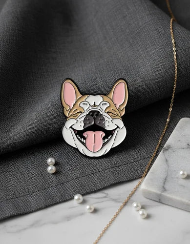 Pin Metálico Perrito Bulldog Francés Sonriente