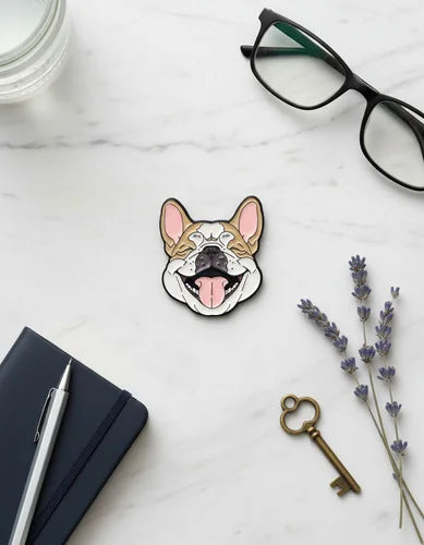Pin Metálico Perrito Bulldog Francés Sonriente