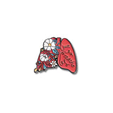 Pin Metálico Pulmón Just Breathe con Flores