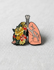 Pin Metálico Pulmones con Flores