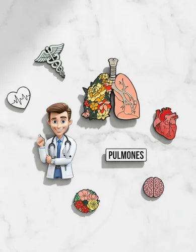 Pin Metálico Pulmones con Flores