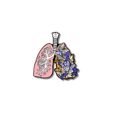Pin Metálico Pulmones con Mariposas