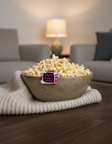 Pin Metálico Televisor Snacks y Pelis Tenebrosas
