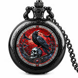 Reloj de Bolsillo Gótico Cuervo y Calavera