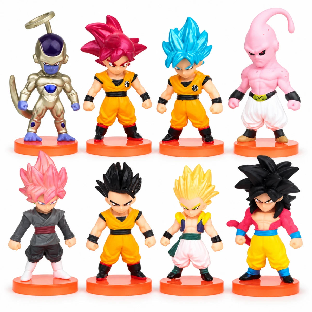 Set 8 Mini Figuras Dragon Ball Transformaciones y Villanos 7 cm