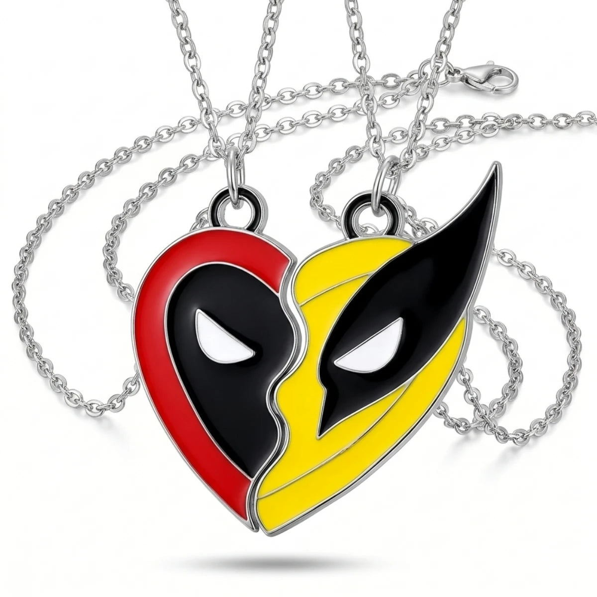 Set Collares Amistad Deadpool y Wolverine Corazón Dividido