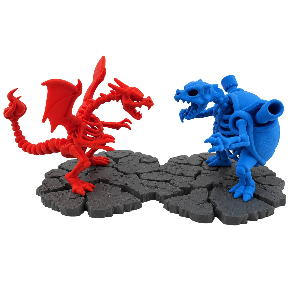 Set Figuras 3D Batalla Charizard y Blastoise Esqueletos Fósiles 12.5 cm