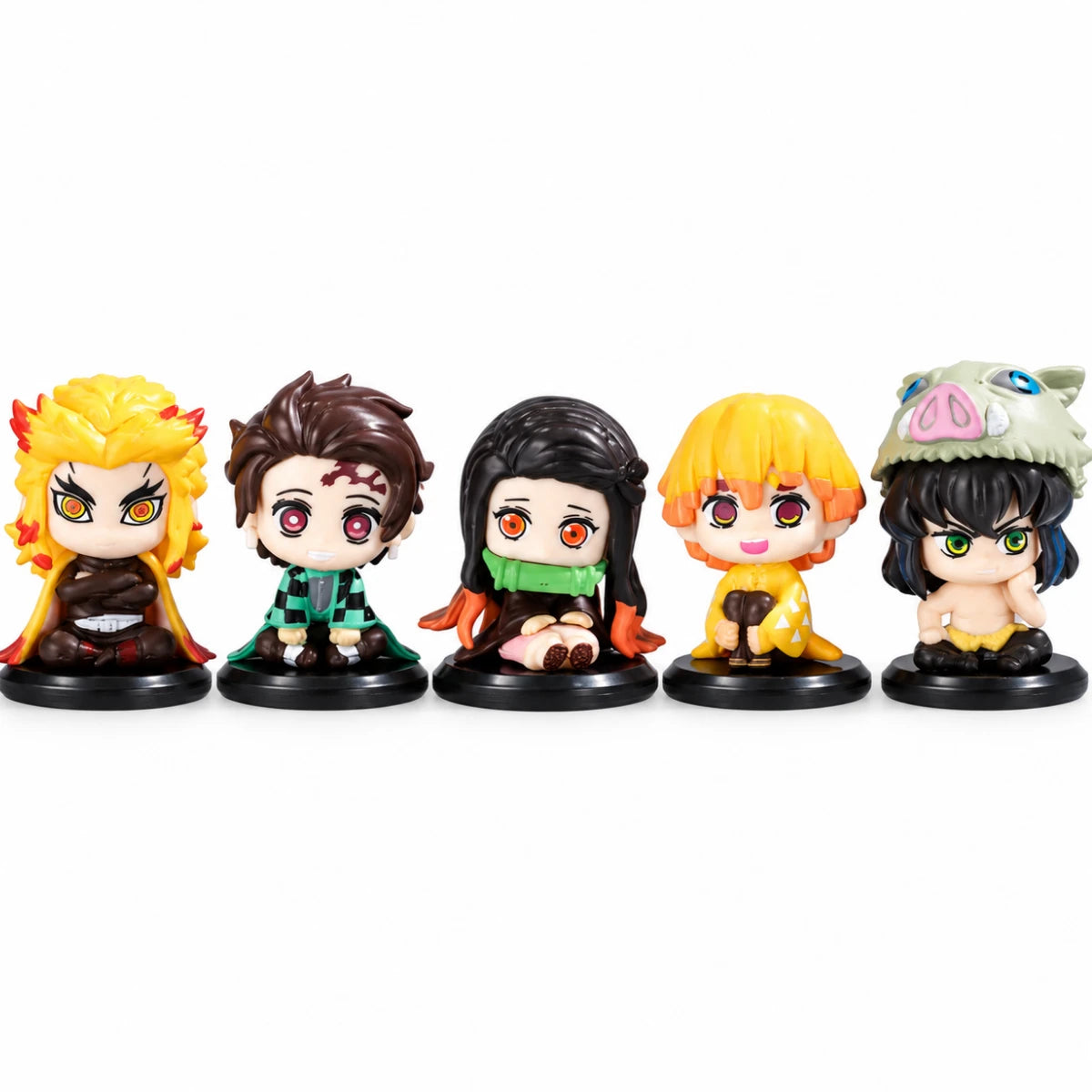 Set Figuras Mini Demon Slayer 5 Personajes Sentados 5 cm
