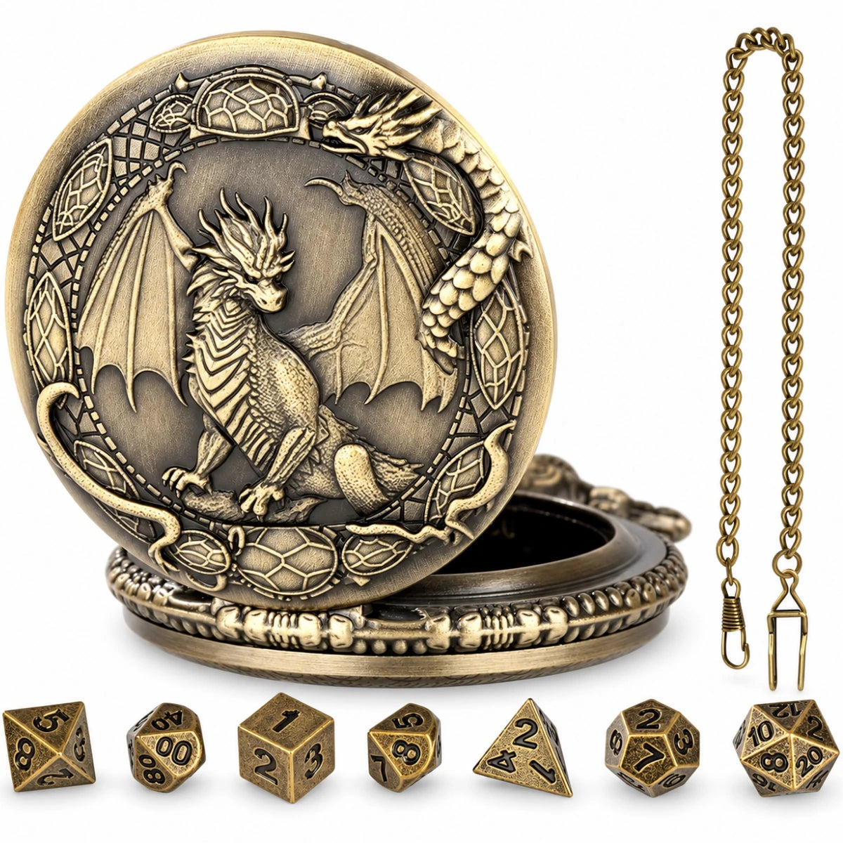 Set de Dados RPG con Estuche Metálico Dragón