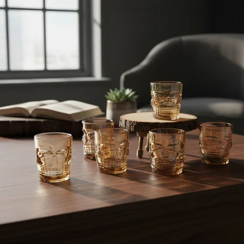 Set x 6 Copas Shots Calavera 48 ml Doradas