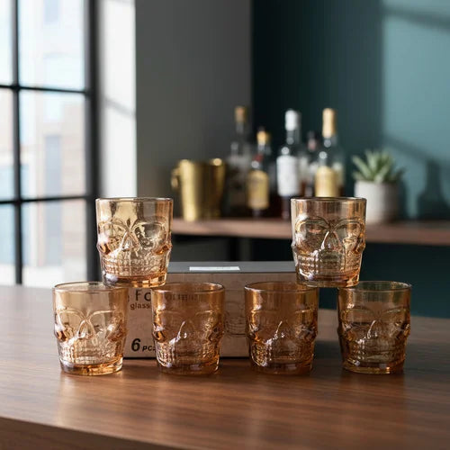 Set x 6 Copas Shots Calavera 48 ml Doradas