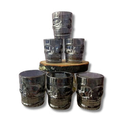 Set x 6 Copas Shots Calavera 48 ml Negras Exhibidos en Base