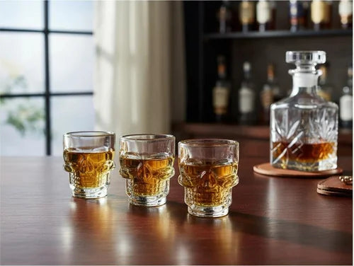 Set x 6 Copas Shots Calavera 48 ml Transparentes