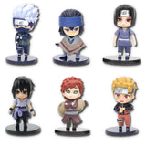 Set x 6 Figuras Naruto 8 CM Exhibidos en Base negra