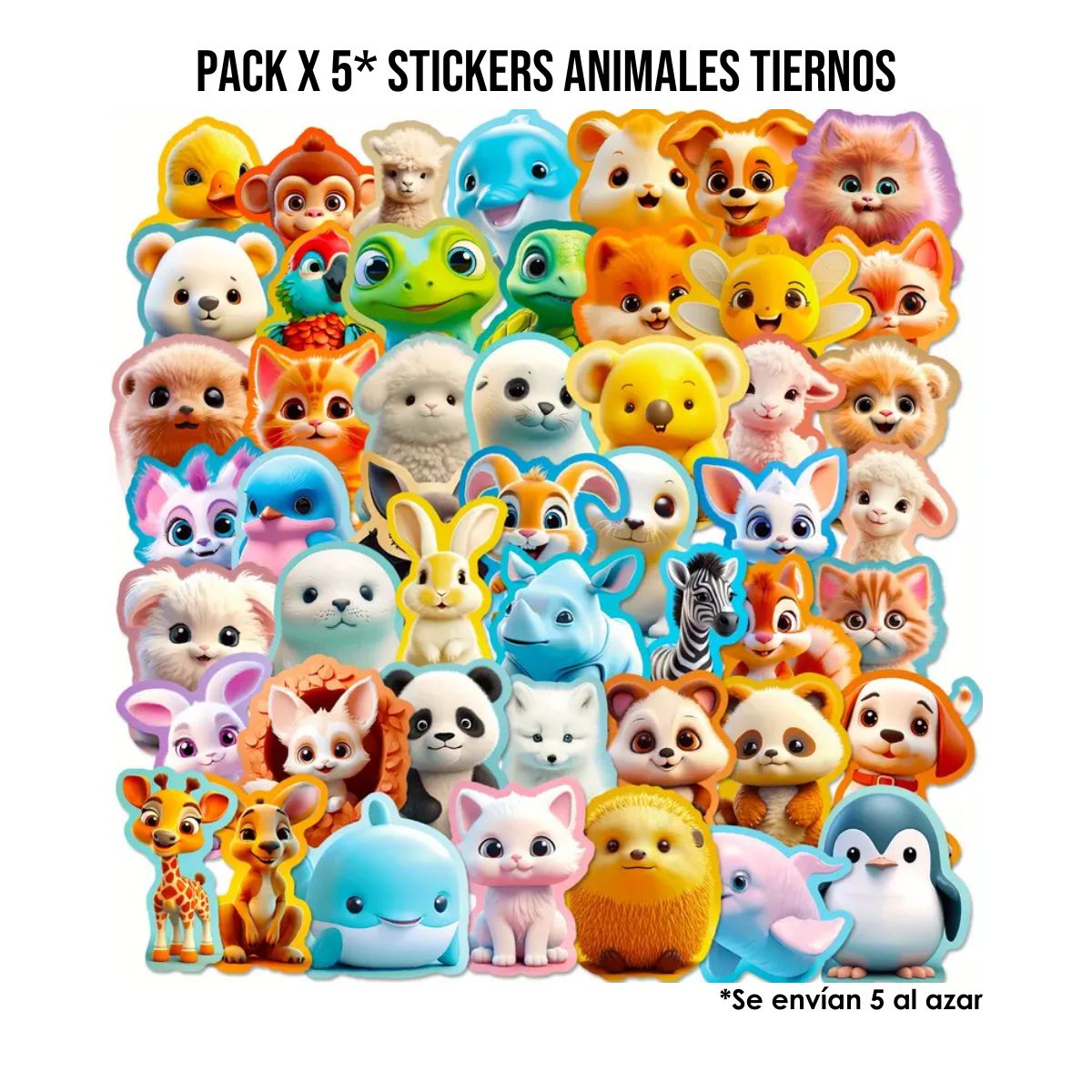 Pack x 5 Stickers Animales Tiernos