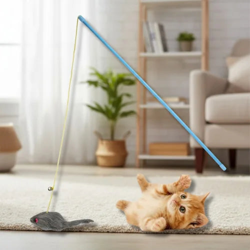 Varita Interactiva con Ratón para Gatos