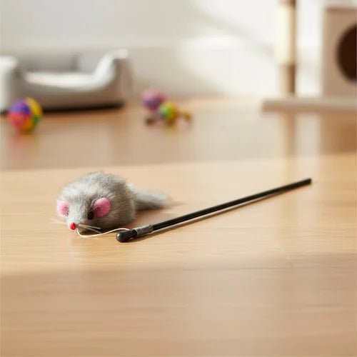 Varita Interactiva con Ratón para Gatos